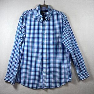 Croft & Barrow Mens Blue Gingham Check Easy Care Button Down Shirt 16.5 34/35